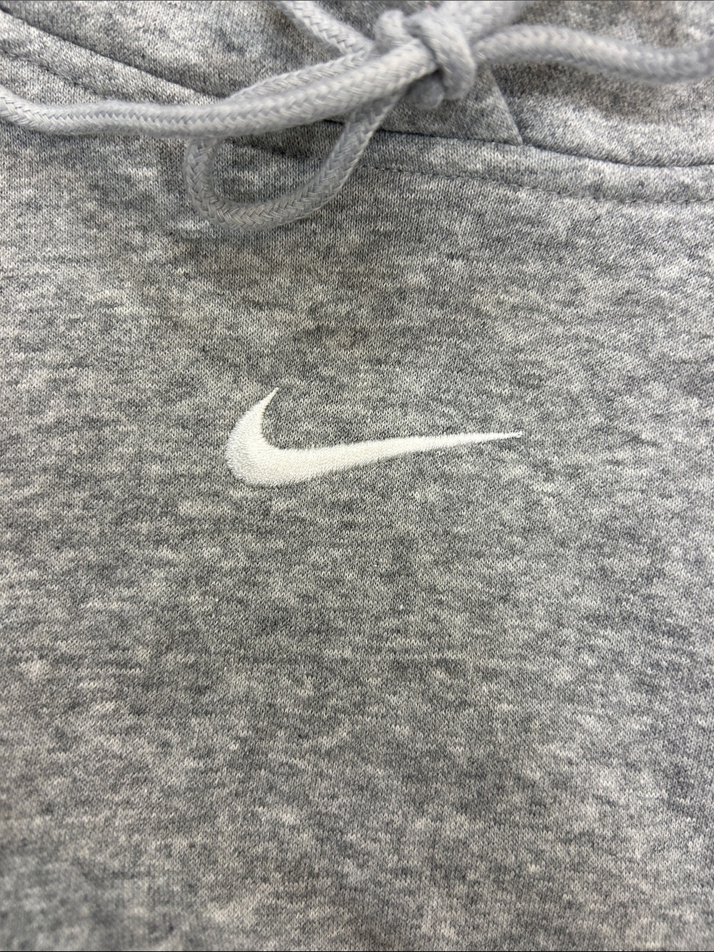 Nike Heather Gray Hooded cropped Pullover with White Swoosh image 3